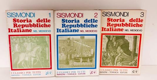 Storia delle repubbliche italiane nel Medio Evo. 3 volumi - Simonde de Sismondi - copertina
