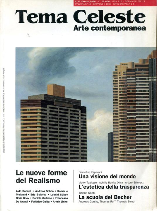 TEMA CELESTE. Arte contemporanea -N. 57, anno XIII, estate 1996 - G. Valerio Catullo - copertina