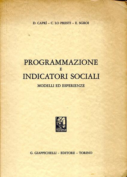 Programmazione e indicatori sociali, modelli ed esperienze - copertina