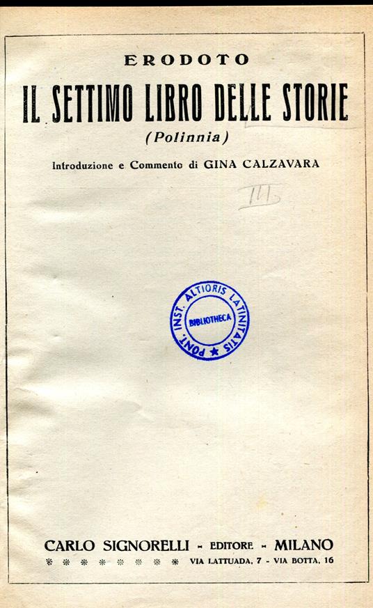 Il primo (-nono) libro delle Storia - Erodoto - copertina