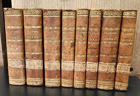 Platonis Opera. Cum scholiis a Ruhnkenio collectis ad optimorum librorum fidem accurate edita ... Tomus 1-8. Editio stereotypa - Platone - copertina