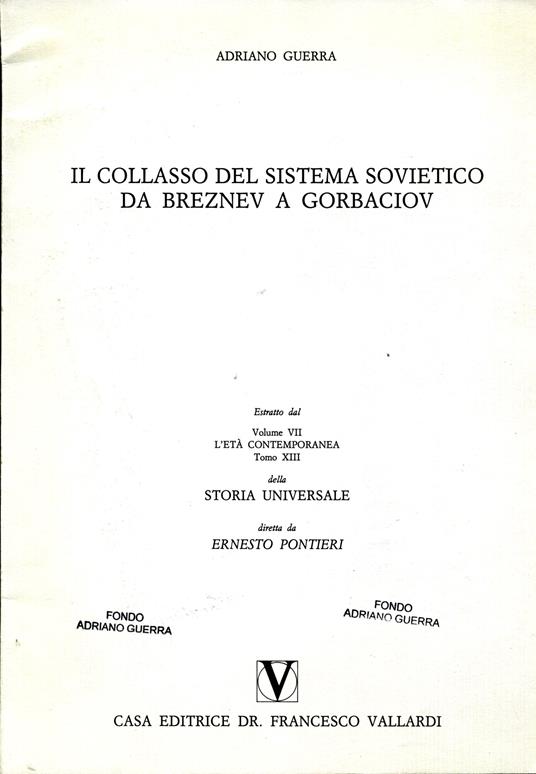 Il collasso del sistema sovietico da Breznev a Gorbaciov - Adriano Guerra - copertina