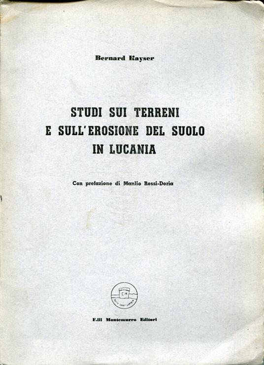 Studi sui terreni e sull'erosione del suolo in Lucania - copertina