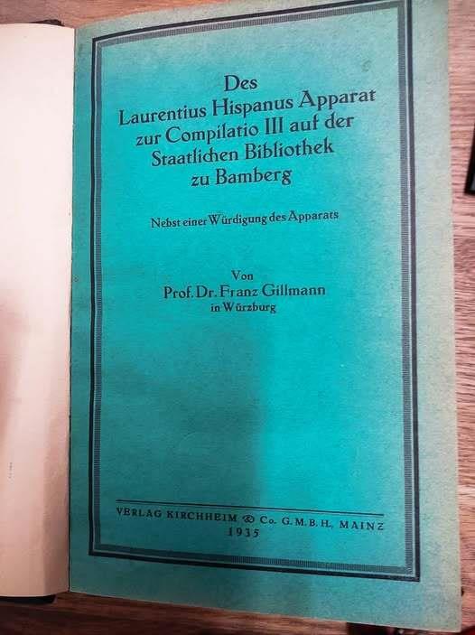 Miscellanea: 1) Des Laurentius Hispanus Apparat zur Compilatio III auf der Staatlichen Bibliothek zu Bamberg. 2) Einteilung u. System des Gratianischen Dekrets nach den alten Dekretglossatoren bis Johannes Teutonikus einschliesslich. 3) Rührt die Dis