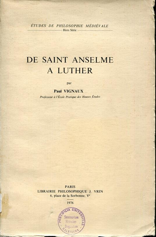 De saint Anselme à Luther - Paul Vignaux - copertina