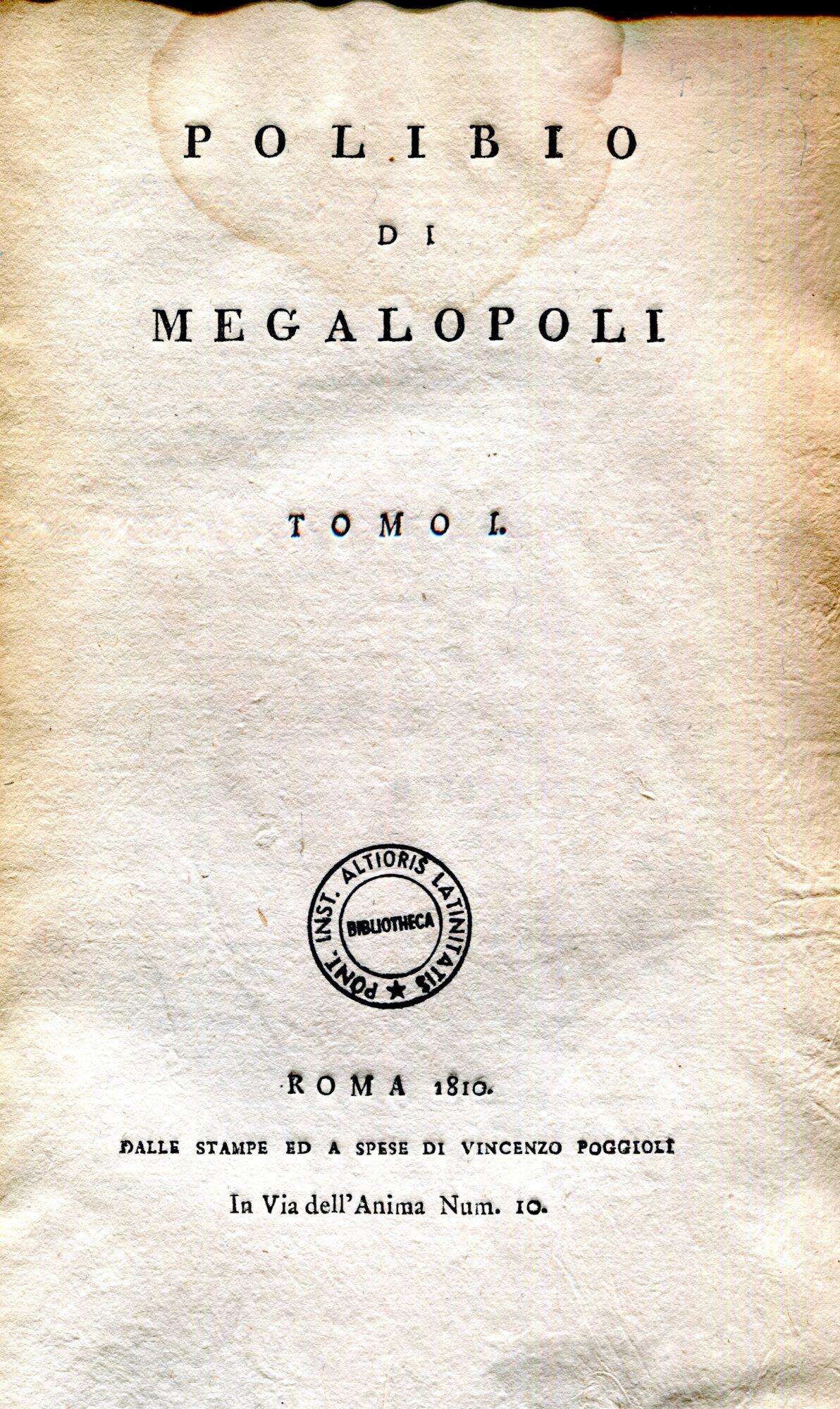 Polibio di Megalopoli. Tomo 1 -5