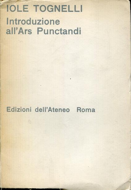 Introduzione all'Ars punctandi - Jole Tognelli - copertina