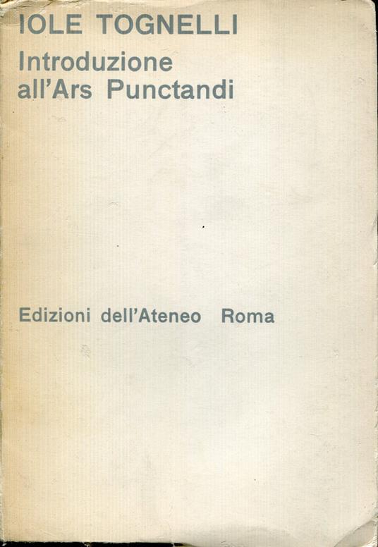 Introduzione all'Ars punctandi - Jole Tognelli - copertina