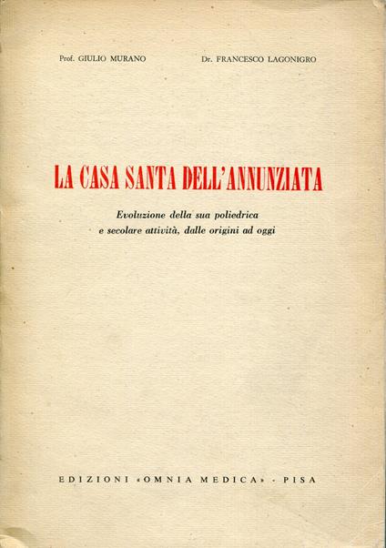 La Casa santa dell'Annunziata : evoluzione della sua poliedrica e secolare attivita, dalle origini ad oggi - copertina