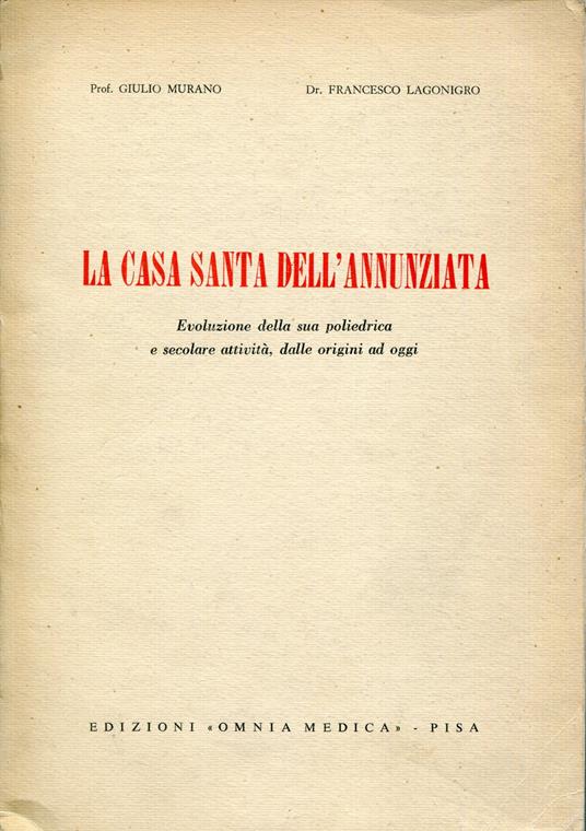 La Casa santa dell'Annunziata : evoluzione della sua poliedrica e secolare attivita, dalle origini ad oggi - copertina