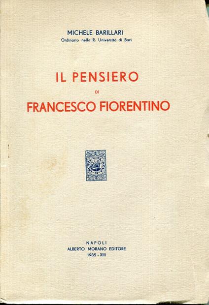 Il pensiero di Francesco Fiorentino - Michele Barillari - copertina