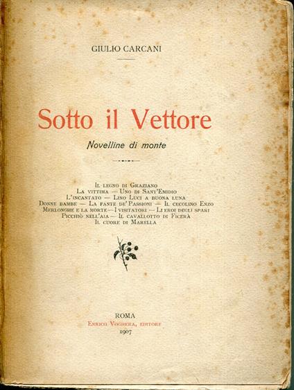 Sotto il Vettore : novelline di monte - copertina