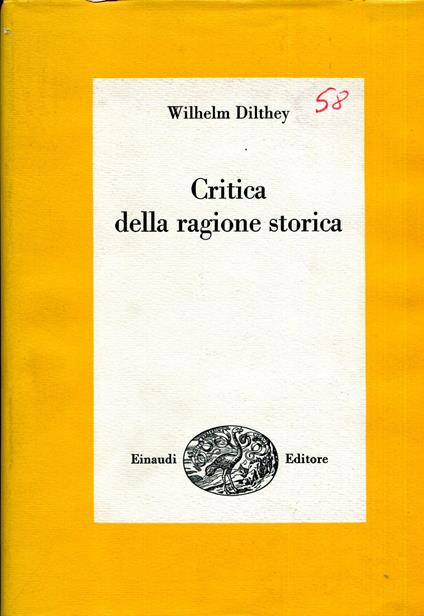 Critica della ragione storica - Wilhelm Dilthey - copertina