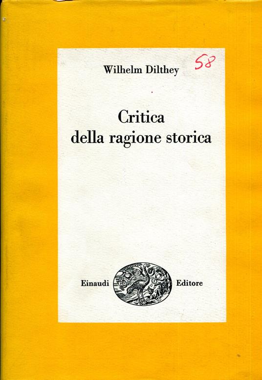 Critica della ragione storica - Wilhelm Dilthey - copertina