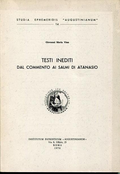 Testi inediti dal commento ai salmi di Atanasio - copertina