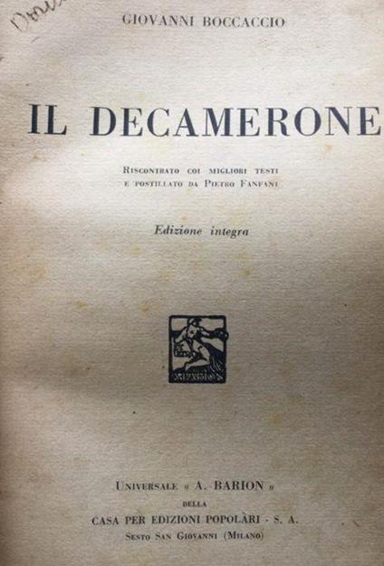 Il Decamerone - Giovanni Boccaccio - copertina