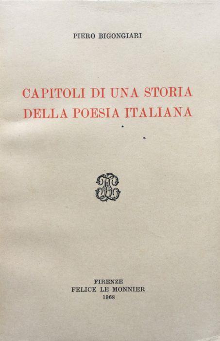 Capitoli di una storia della poesia italiana - Piero Bigongiari - copertina