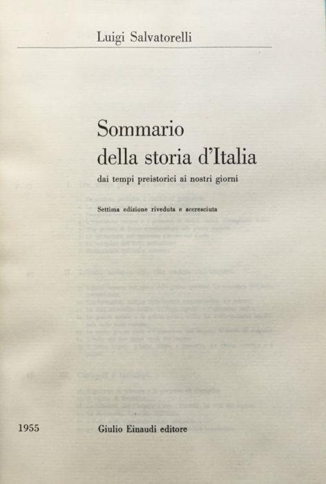 Sommario della storia d'Italia dai tempi preistorici ai giorni nostri - Luigi Salvatorelli - copertina