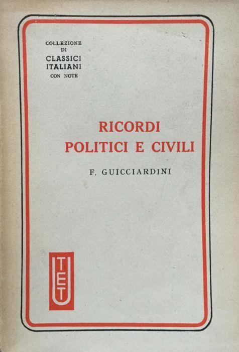 Ricordi politici e civili - Francesco Guicciardini - copertina