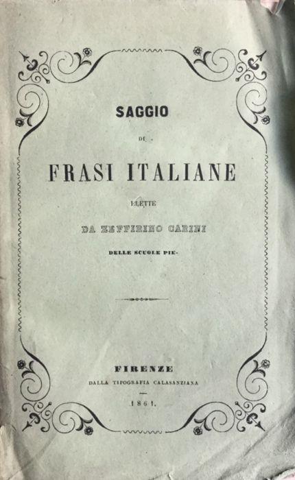 Saggio di frasi italiane. Zeffirino Carini 1864 - copertina