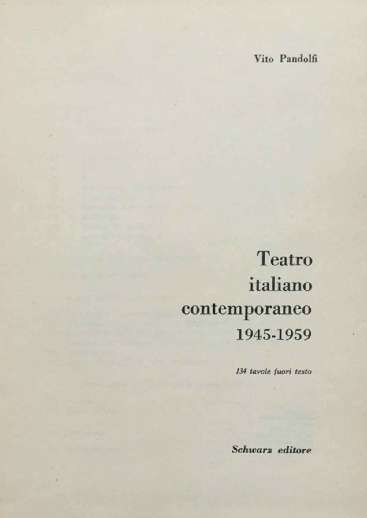 Teatro italiano contemporaneo. 1945-1959 Pandolfi Schwarz