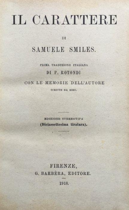 Il carattere - Samuel Smiles - copertina