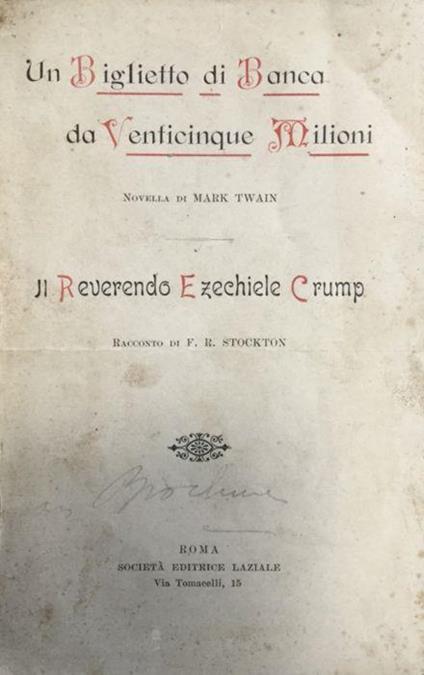 Un biglietto di Banca da venticinque milioni - Mark Twain - copertina