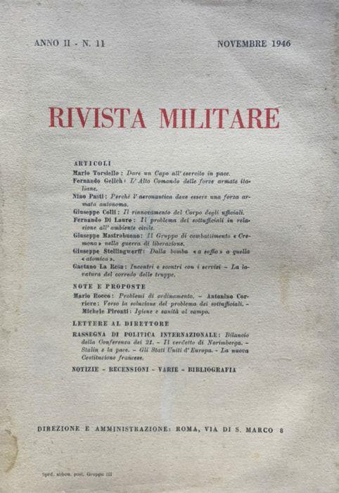 Rivista Militare Anno II n. 11 novembre 1946 - copertina