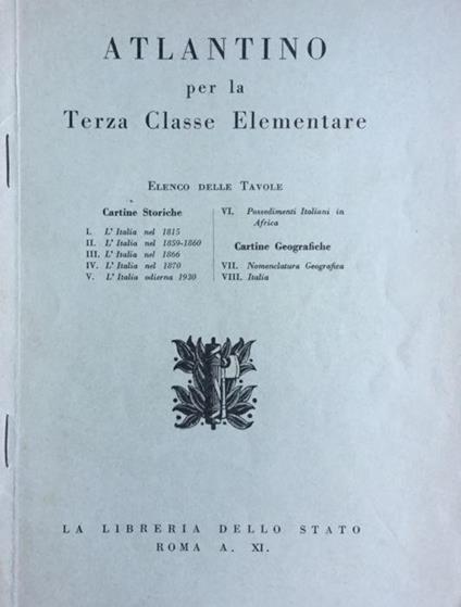 Atlantino per la terza classe elementare - copertina
