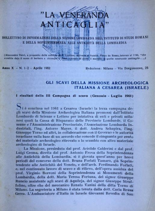 La veneranda anticaglia. 1962 n. 1-2 - copertina