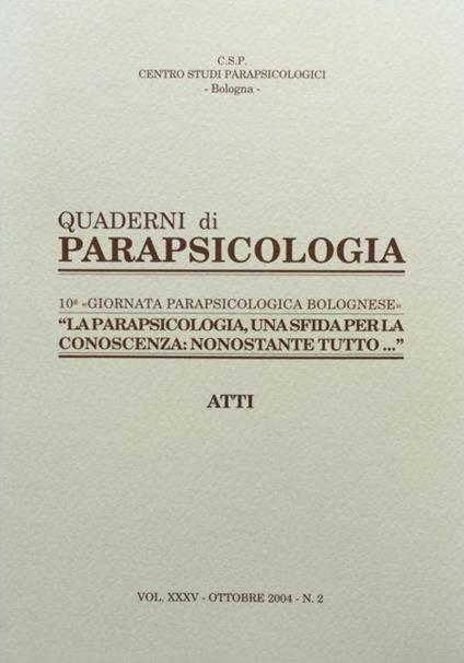Quaderni di Parapsicologia vol. XXXV ottobre 2004 n. 2 - copertina
