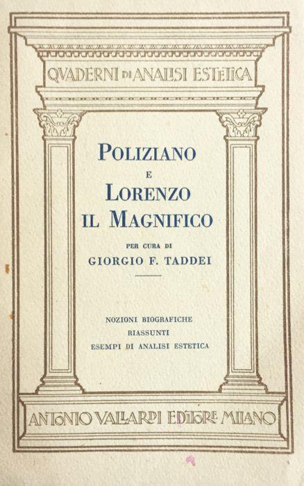 Poliziano e Lorenzo il Magnifico - Giorgio Taddei - copertina