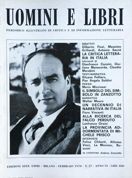 Uomini e libri (rivista) 1970 n. 27 - copertina