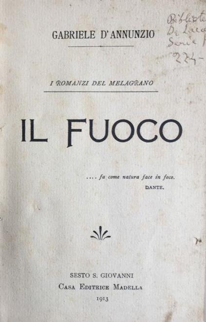 Il fuoco - Gabriele D'Annunzio - copertina