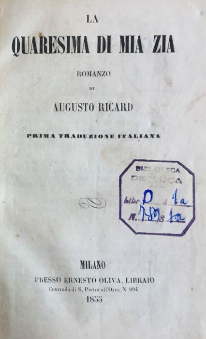 La quaresima di mia zia - Heinrich August Ottokar Reichard - copertina