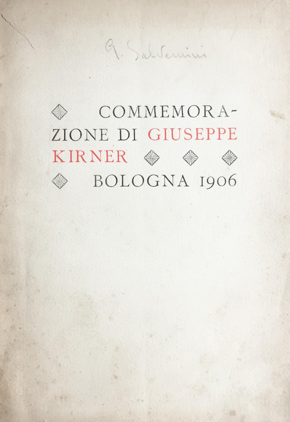 Commemorazione di Giuseppe Kirner. Bologna 1906
