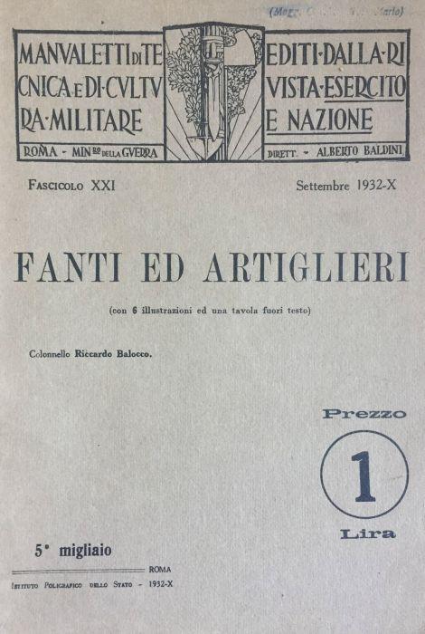 Fanti ed artiglieri - Riccardo Balocco - copertina
