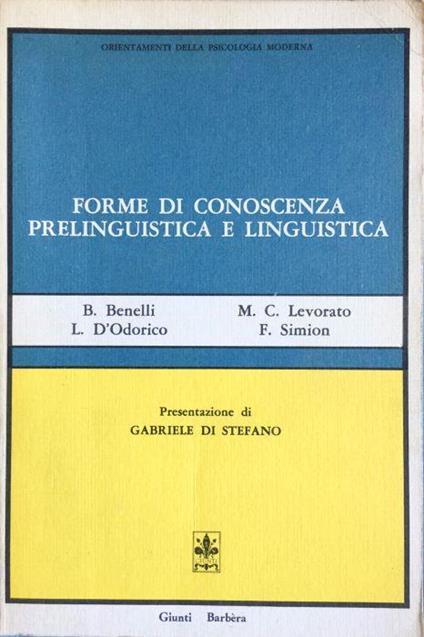 Forme di conoscenza prelinguistica e linguistica - copertina