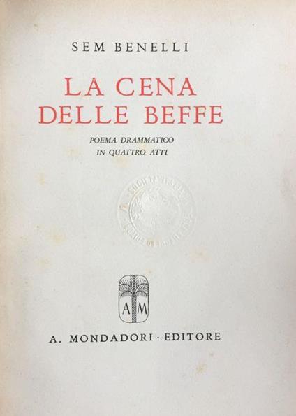 La cena delle beffe - Sem Benelli - copertina