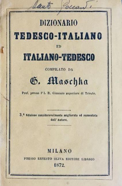 Dizionario tedesco-Italiano ed italiano-tedesco - G. Mascia - copertina