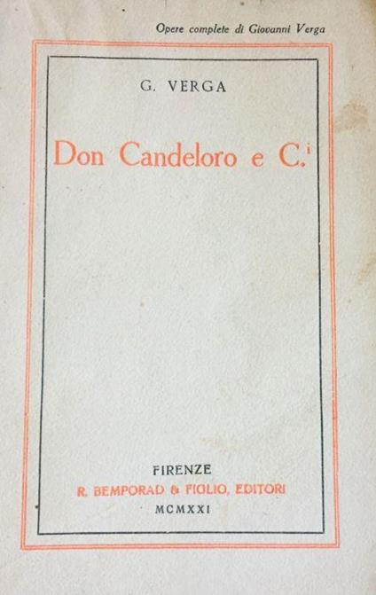 Don Candeloro e C - Giuseppe Verga - copertina
