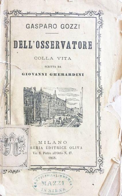 Dell'Osservatore - Gasparo Gozzi - copertina