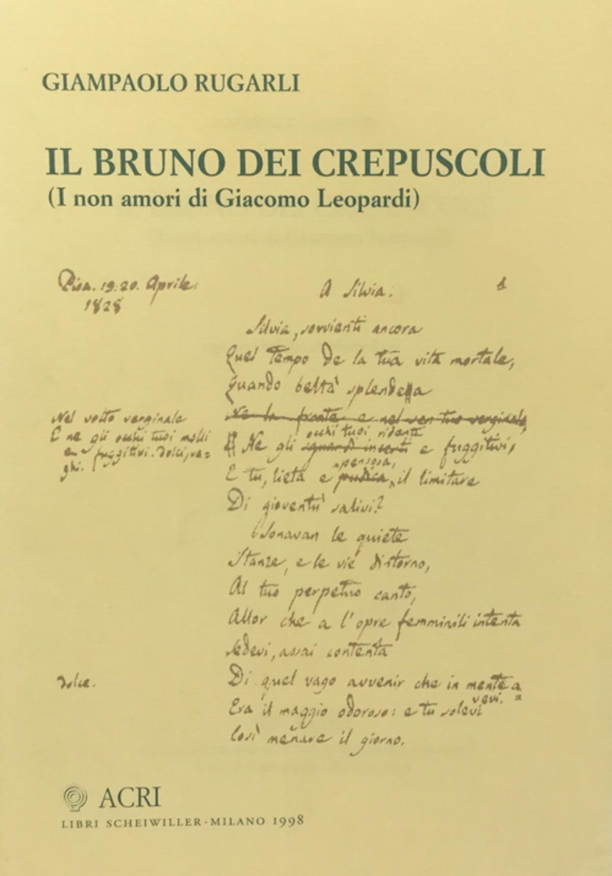 Il bruno dei crepuscoli (I non amori di Giacomo Leopardi) Giampaolo Rugarli 1998