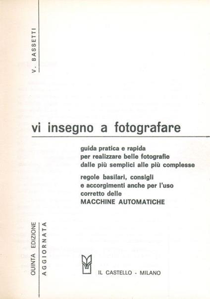 Vi insegno a fotografare - Vitaliano Bassetti - copertina