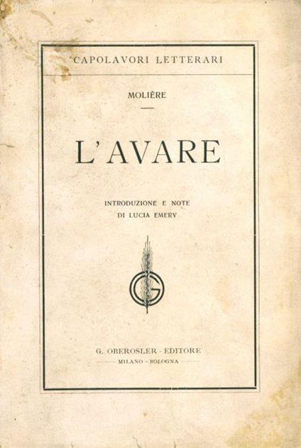 L' avare - Molière - copertina