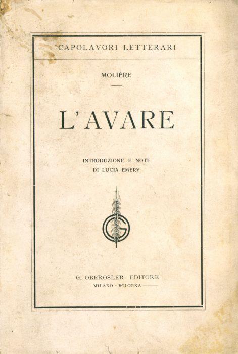 L' avare - Molière - copertina