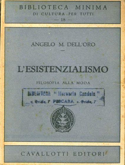 L' esistenzialismo. Flosofia alla moda - Angiolo M. Dell'Oro - copertina