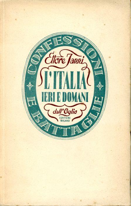 L' Italia ieri e domani - Ettore Janni - copertina