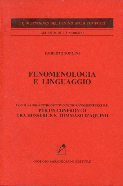 Fenomenologia e linguaggio - Umberto Soncini - copertina