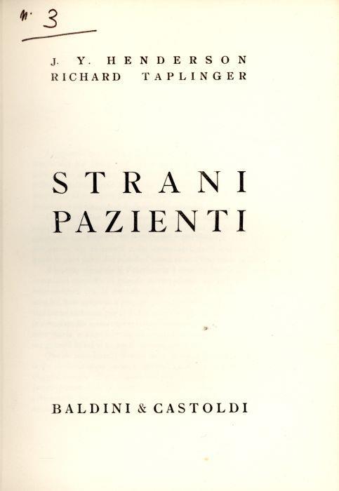 Strani pazienti - copertina